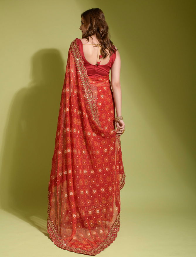 D 2020 Embroidery lace Printed Sarees Catalog